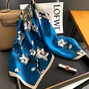 100% Pure Silk Satin Scarf High-Quality - Square Scarves. Bag Wrist/Scarf